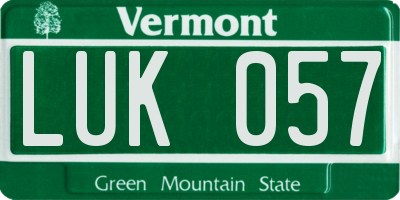 VT license plate LUK057