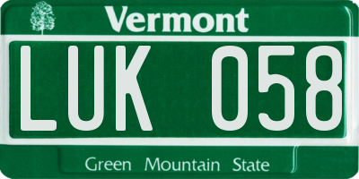 VT license plate LUK058