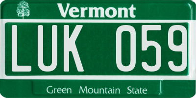 VT license plate LUK059