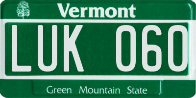 VT license plate LUK060