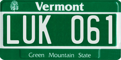 VT license plate LUK061