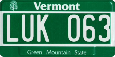 VT license plate LUK063