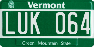 VT license plate LUK064