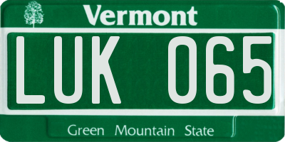 VT license plate LUK065