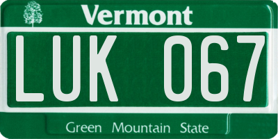 VT license plate LUK067