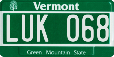 VT license plate LUK068