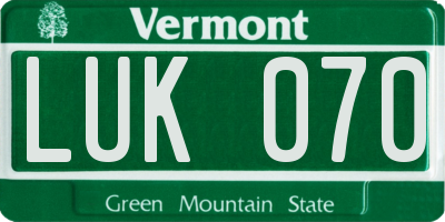 VT license plate LUK070
