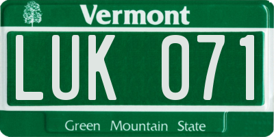VT license plate LUK071