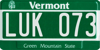 VT license plate LUK073