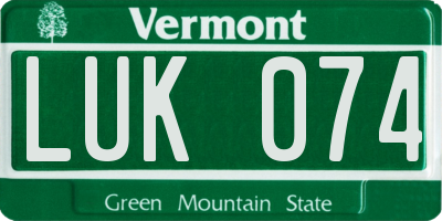 VT license plate LUK074