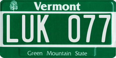 VT license plate LUK077