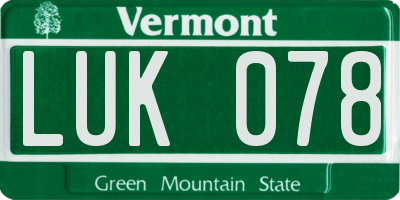 VT license plate LUK078