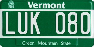 VT license plate LUK080