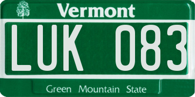 VT license plate LUK083