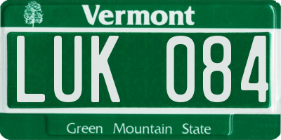 VT license plate LUK084
