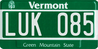 VT license plate LUK085