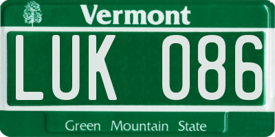 VT license plate LUK086