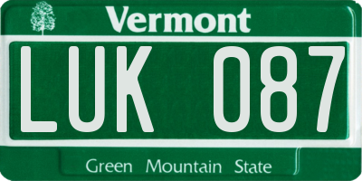 VT license plate LUK087