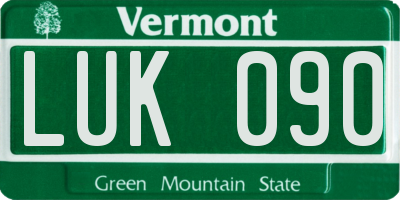 VT license plate LUK090