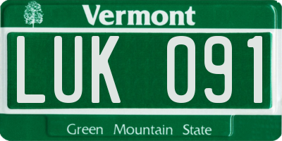 VT license plate LUK091