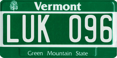 VT license plate LUK096