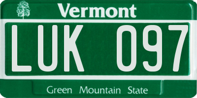 VT license plate LUK097