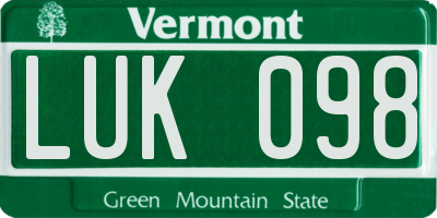 VT license plate LUK098