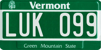 VT license plate LUK099