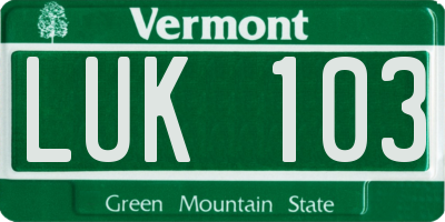 VT license plate LUK103