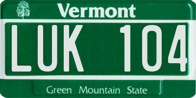VT license plate LUK104