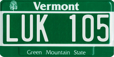 VT license plate LUK105