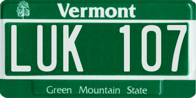 VT license plate LUK107