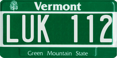 VT license plate LUK112