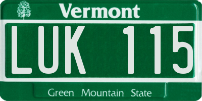 VT license plate LUK115