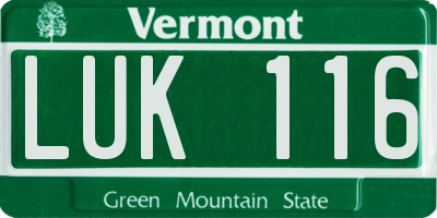 VT license plate LUK116
