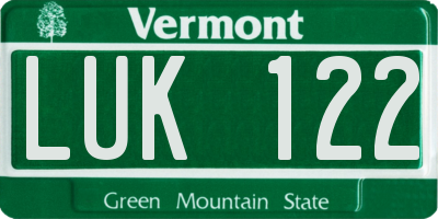 VT license plate LUK122