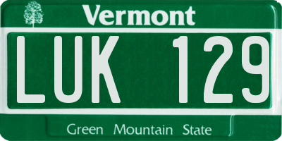 VT license plate LUK129