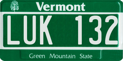 VT license plate LUK132