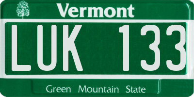 VT license plate LUK133