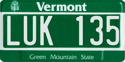 VT license plate LUK135