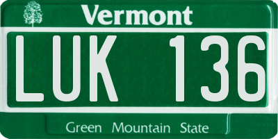 VT license plate LUK136