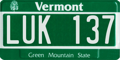 VT license plate LUK137