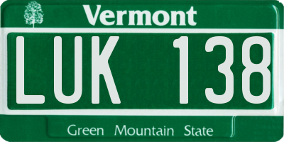 VT license plate LUK138