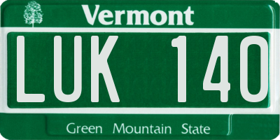 VT license plate LUK140