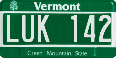 VT license plate LUK142