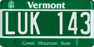 VT license plate LUK143