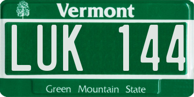 VT license plate LUK144