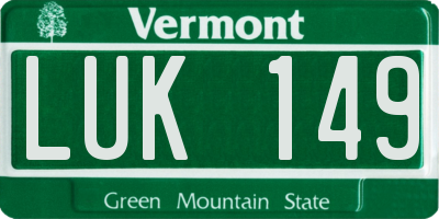 VT license plate LUK149