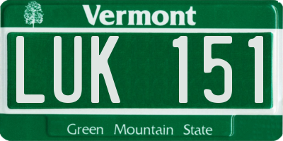 VT license plate LUK151