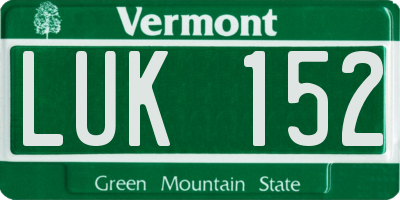 VT license plate LUK152